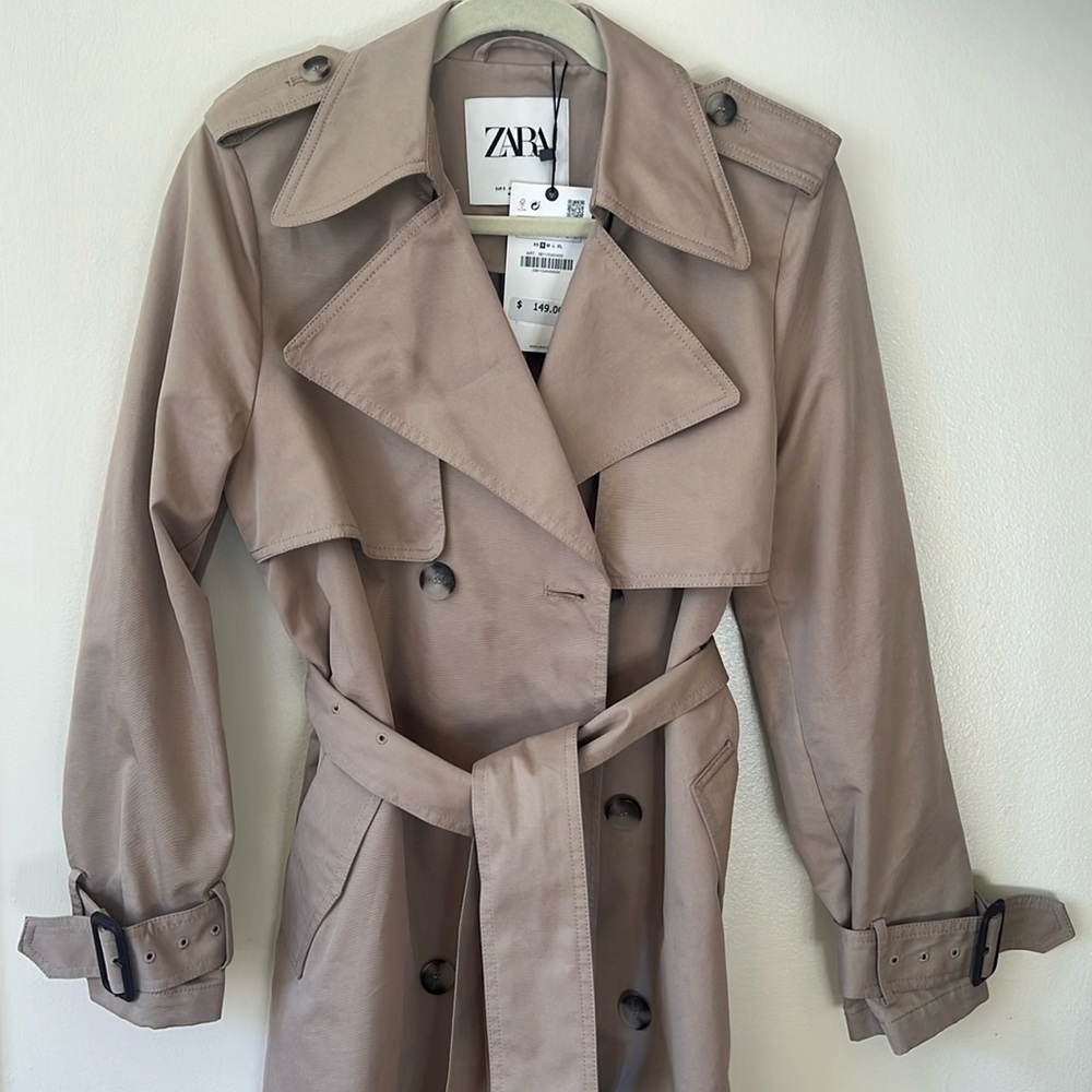 NWT Zara Belted Oversized Trench Coat Sz S - Picture 3 of 12